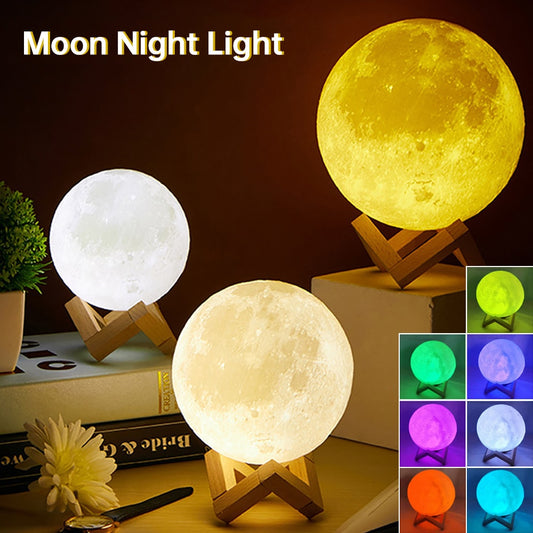 3D Moon Night Light Lamp / 7 Different Color Options!